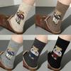 2/5Pairs Cartoon Cute Little Bear Mid-Calf Socks For Women Fashion Autumn And Winter Thickened Warm Socks Christmas Gifts