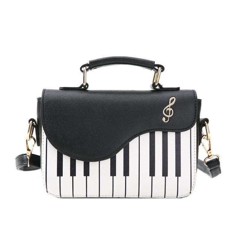 Modische Damen-Schultertaschen Klavierstil Damen-Tasche PU-Leder-Handtaschen Lässige Damen-Mädchen-Tragetaschen Geldbörse Brieftasche Klappentasche