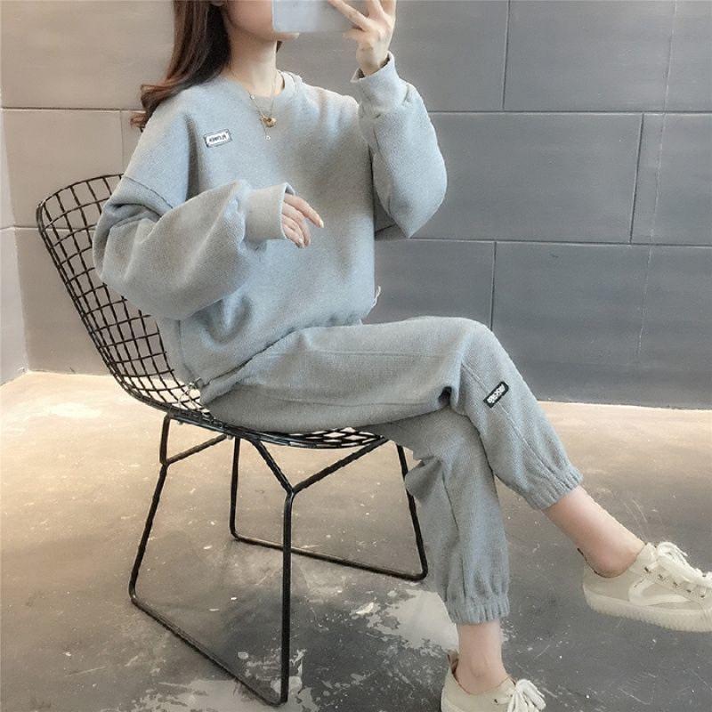 Women's Influencer Casual Sport Set - 2025 Spring/Autumn Fashion, Loose Fit, Running/Fitness Long Sleeve Two-Piece
