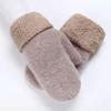 Cashmere-Like All Fingers Mittens Solid Color Fur Knitted Gloves Winter Gloves  Women Girl