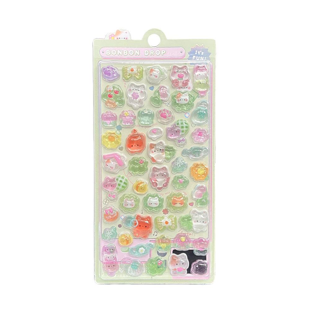 Kawaii 3D Bubble Stickers Y2K Cute Pop Up Jelly Stickers For Scrapbooking DIY Diary Planner Phone Case Decoration Relief Sticker