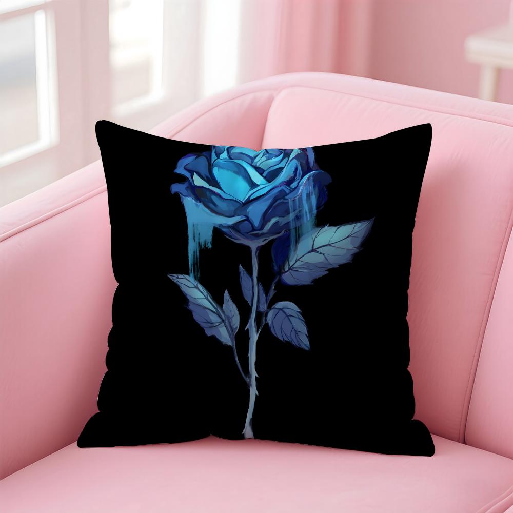 Romantic blue roses Cushion Cover Pillow Case Soft Skin Friendly Fabric  Concealed Zipper