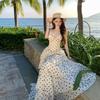 Strandurlaub Wind Strandrock Polka-Dot Latzkleid Damen Taille und dünn Französisches sanftes langes Kleid