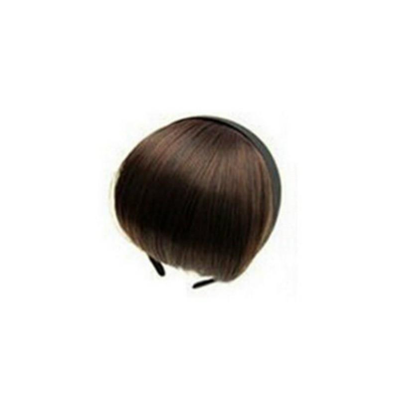 

Для женщин и девочек на клипсе спереди челка для наращивания волос с бахромой прямой парик для косплея черные аксессуары для прямых волос темно-коричневого