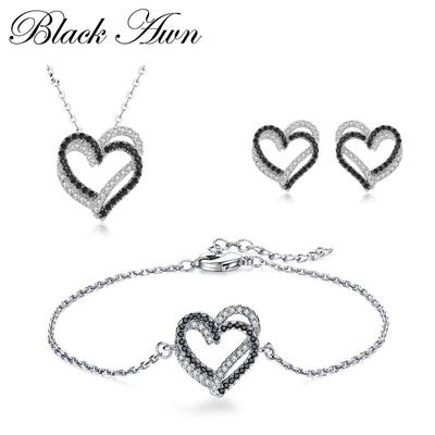 Jewelry Sets Jewelry & Bijouterie Bracelet & Hoop Earrings & Necklace Black Heart Jewelry