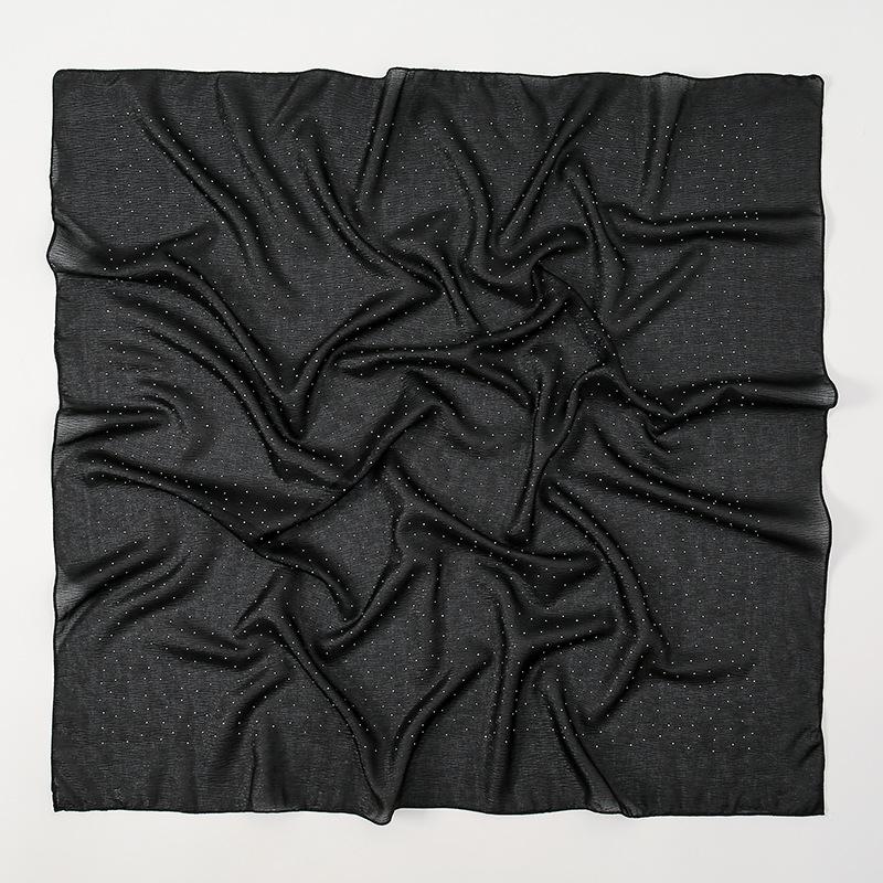 

New Malaysia and Indonesia polyester material Gypsy star hot diamond headscarf solid color simple and versatile ethnic bag headscarf square scarf 90CM
