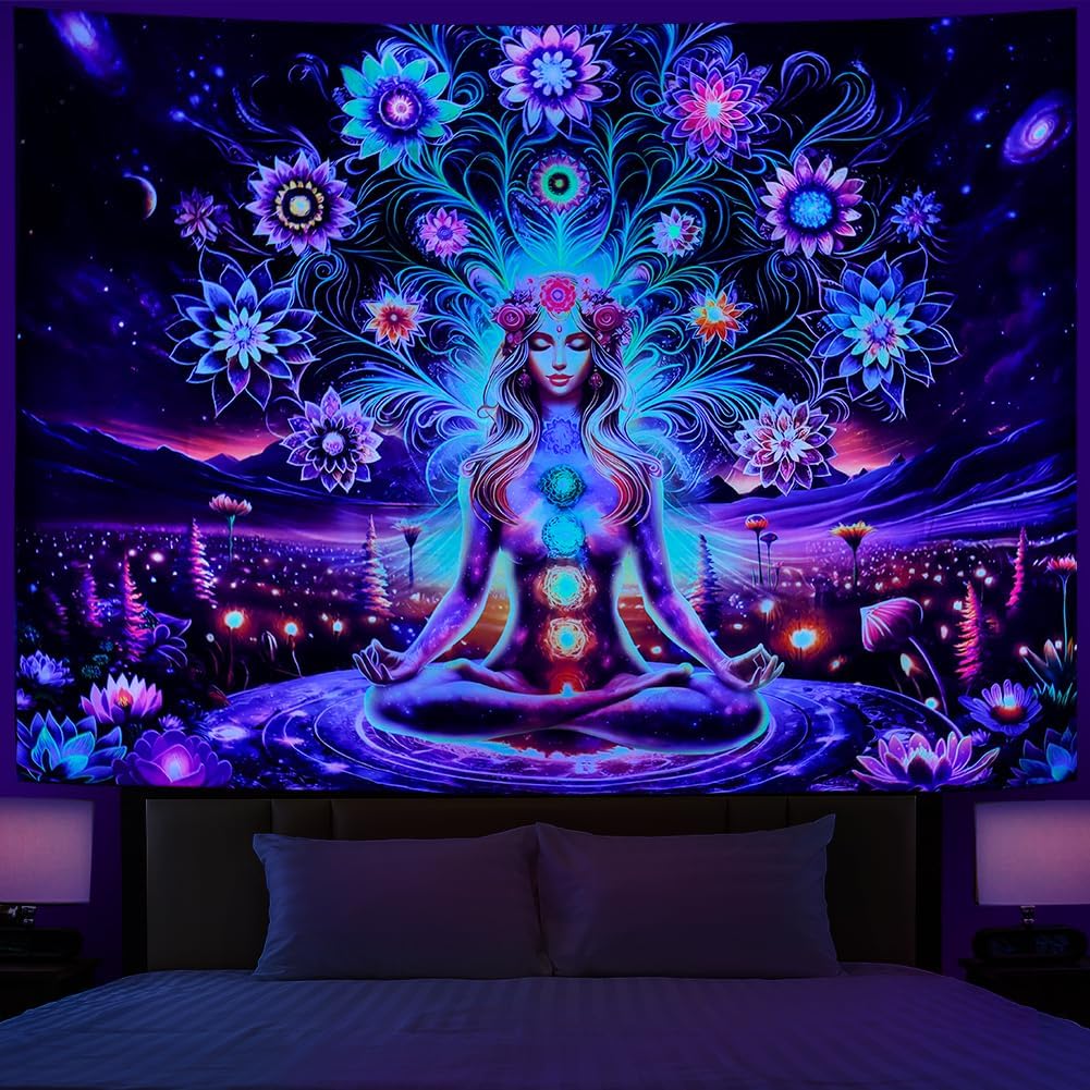 Dermier Tapestry Dark Night Seven Chakras Yoga Meditation 75x100 чёрный