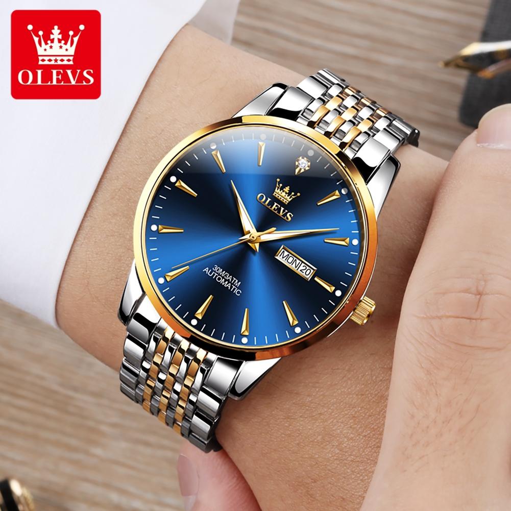 OLEVS 6635 Herrenuhr Automatikwerk Mechanische Armbanduhr Kalender Original Echte Uhr