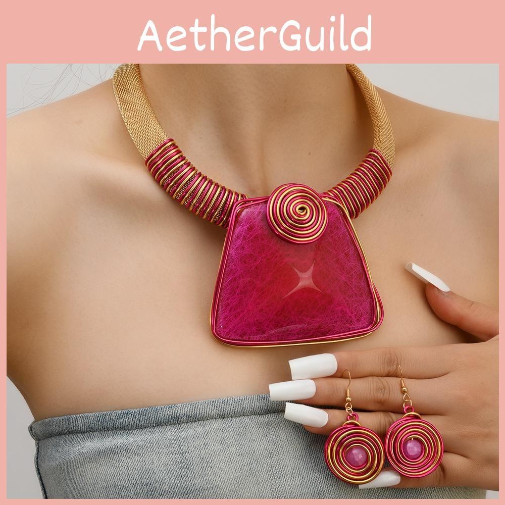 And Resin Plastic Jewelry Set With Large Gemstones And Elegant Water Chain For Fashion Fans