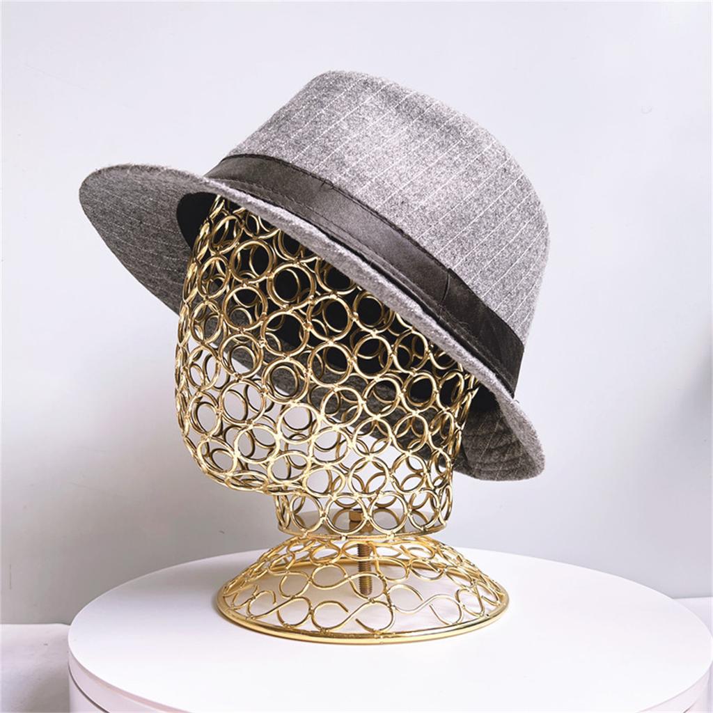 Creative Iron Art Wig Stand Mannequin Head Hollow Iron Hat Rack Suitable for Showcasing Wigs Hats and Accessories