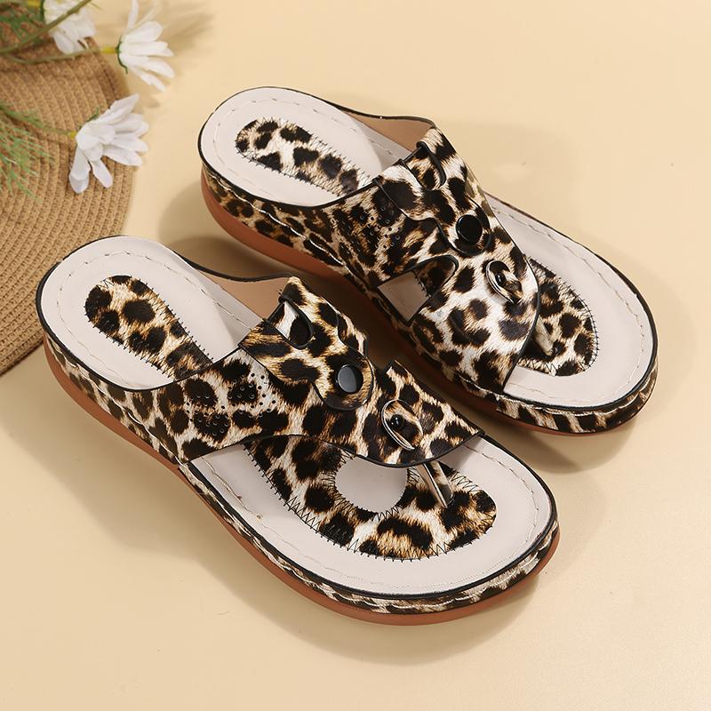 Fashion Summer Sandals Women 2024 Orthopedic Wedge Heels Slippers Shoes For Heeled Beach Flip Flops Zapatos Mujer Women's Leather High