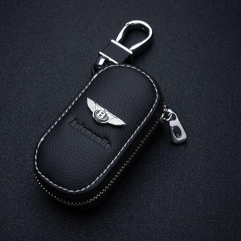 

Leather Car LOGO Key Case Cover Organizer Bag For New Bentley Flying Spur Continental GT Bentayga Mulsanne Auto Accessories