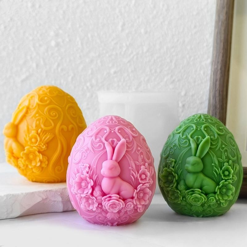 Flexible Easter Rabbit Eggs Silicone Mold For Scented Candle And DIY Crafts Perfect For Home Decors And Gifts