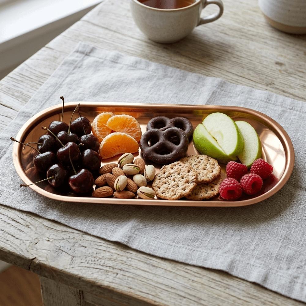 Rustless steel Towel Tray Oval Outline Storage Tray Decorative Look Display Dish  Fruit Nut Storage
