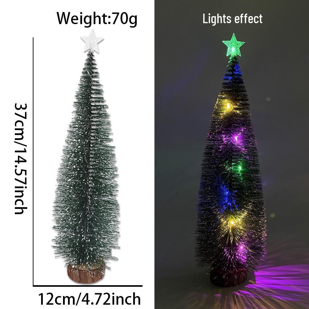 Christmas Mini Green & White Cedar Needle Tree Desktop Ornament