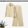 ZANZEA Women Long Sleeve Blouse and Pants Casual Two Piece Suit Sets