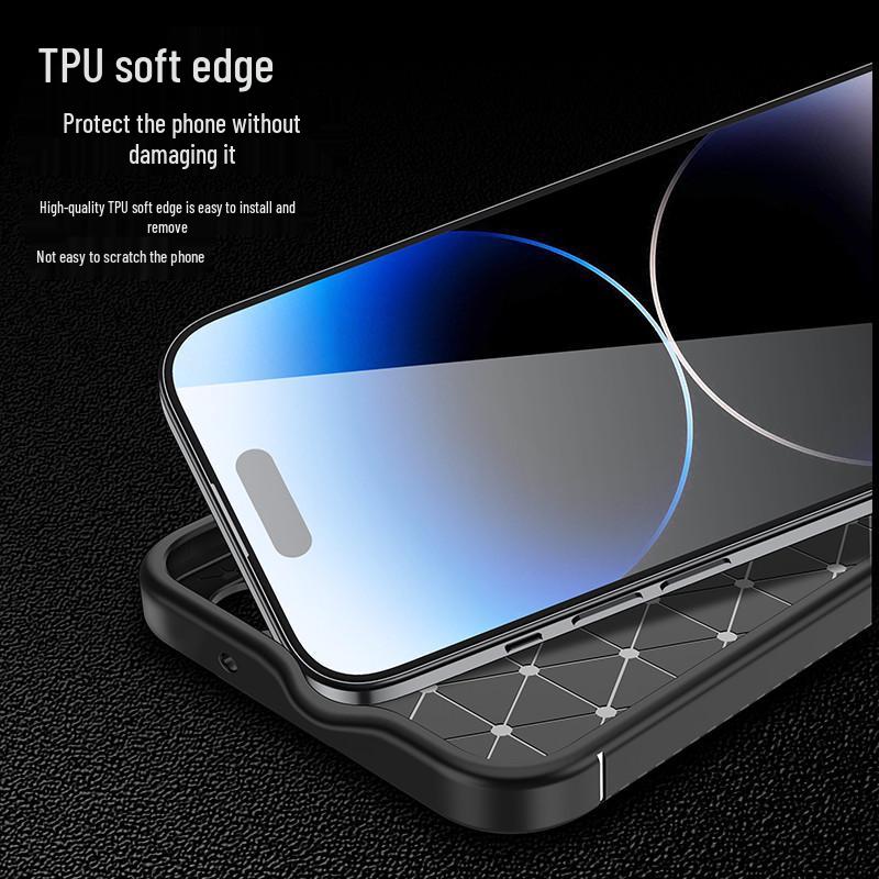 iPhone 15 Pro Max Drop-Proof Carbon Fiber TPU Case with Brushed Texture