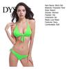 Body Contour Swimwear Women's 2 Piece Bikini Set Triangle Push Up Halter Top And Low Rise Tie String Thong Swimsuit Summer Beach Sexy Bathing