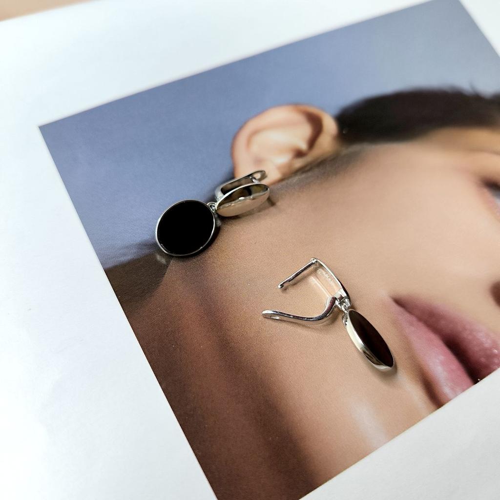 Silver Earrings with Natural Onyx (60002120)