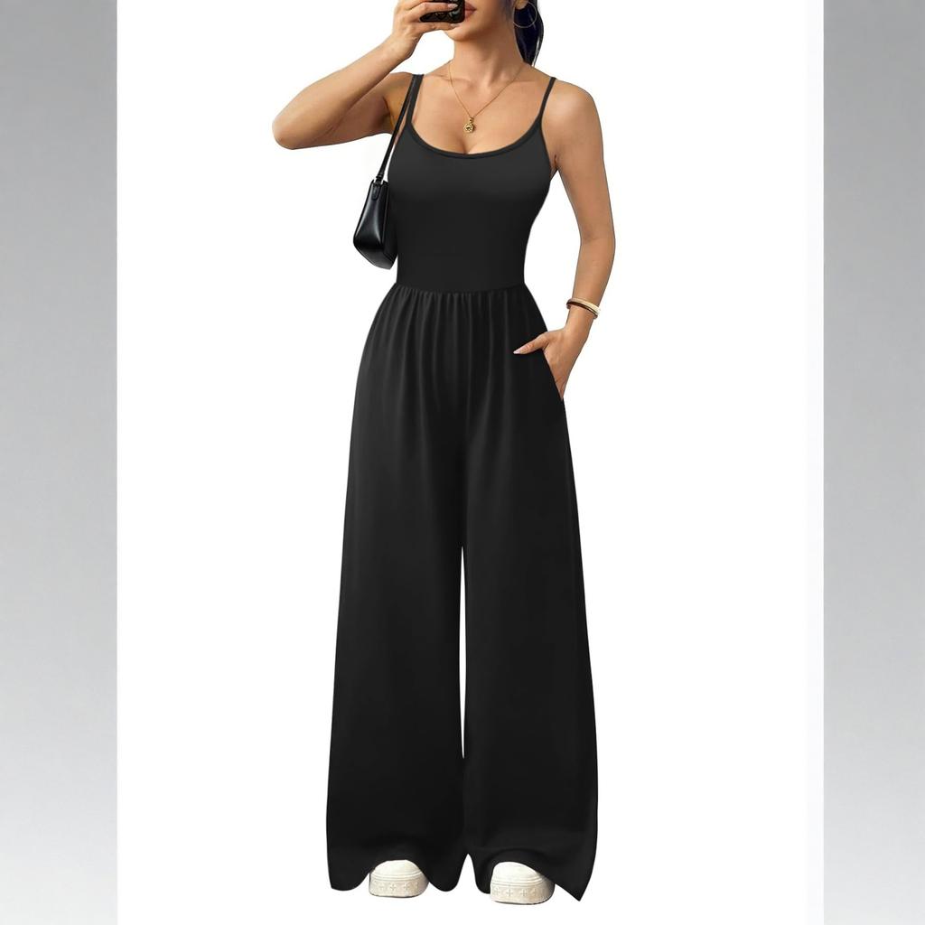 Jumpsuits For Women Sleeveless Spaghetti Strap Womens Jumpsuit  Wide Leg Summer Romper With Pockets 2026
