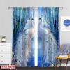Set Of 2 Flat Printing Window Drapes Peacock Durable Polyester Fabric Without Electricity Versatile Suitable Indoor Curtains Made