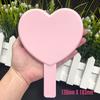 Low Moq Heart pink Shade Mirror for Makeup Custom logo Handle Makeup Colorful  Cosmetic Mirror