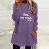 New Style Women's Loose Fit Letter & Number Print Round Neck Plush Hoodie with Pockets