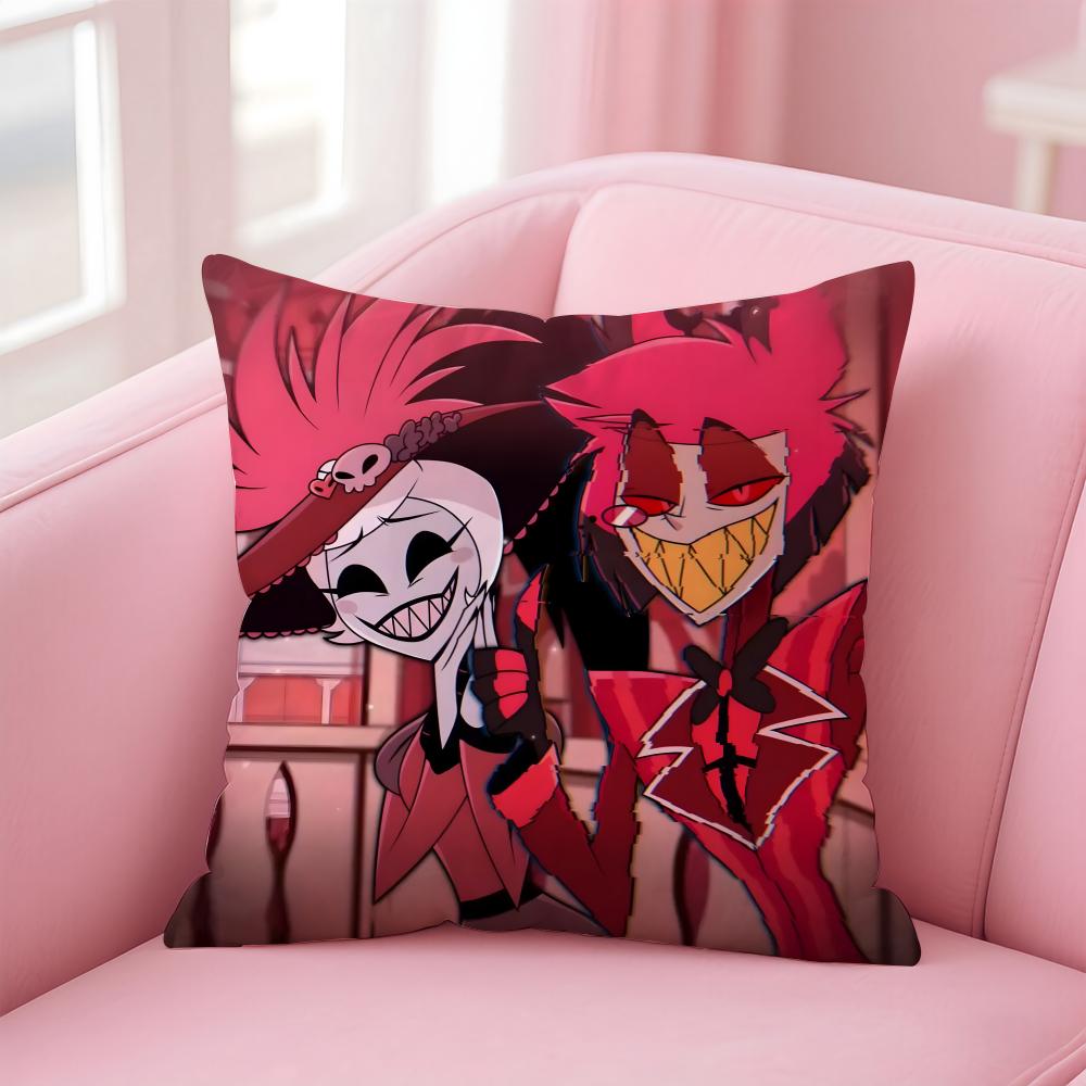 H-Hazbin H-Hotel Anime Cushion Cover Home & Car Multi-Scene Pillow Cover - Reversible, Soft & Durable for Daily Use