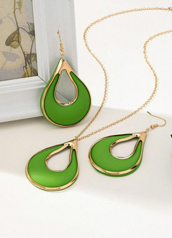 3-Piece Women s Water Drop Earring  Necklace Set - Simple Japanese Korean Style