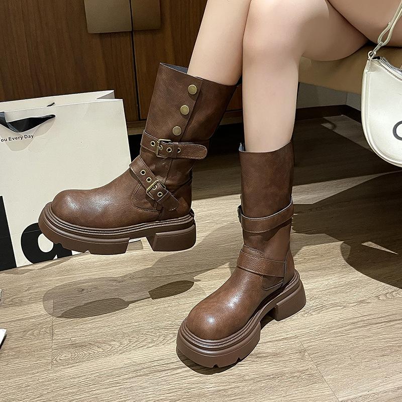 Women's Retro British Style Martin boots--Comfortable Soft Elastic Trend Non-slip Wear Chic Versatile Outstanding Thick Bottom Heightening Shoes