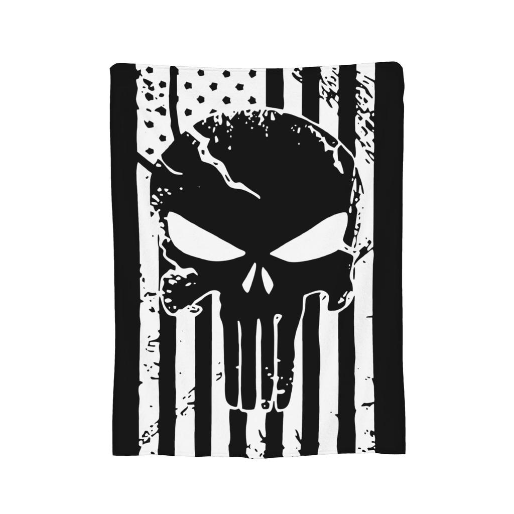 Punishers American Flag United States USA Blanket Cover Fleece Soft Throw Blanket for Bedroom Sofa Bedroom Quilt