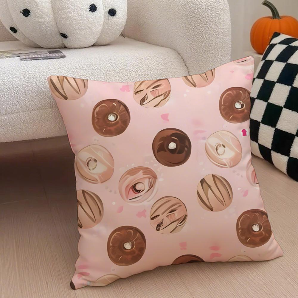 Donut Cushion Cover Linen Pillow Case Soft Breathable Protective Couch Room Decoration