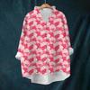Women's Loose Ruffled Retro Floral Print Stand Collar Long Sleeve Cotton And Linen Top
