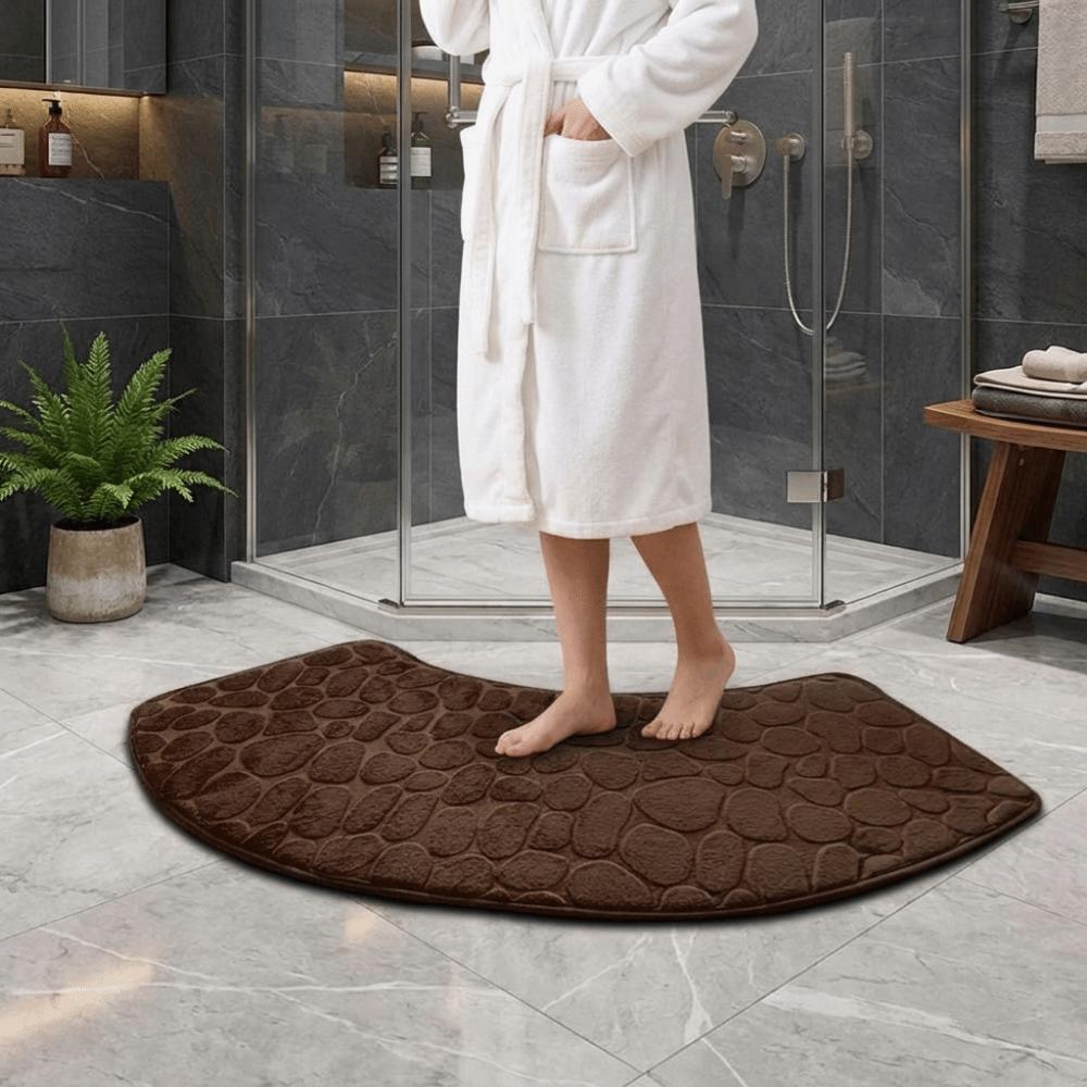 Non-slip Cobblestone Bathroom Floor Mat Dirt-resistant Embossed Bath Mat Laundry Room