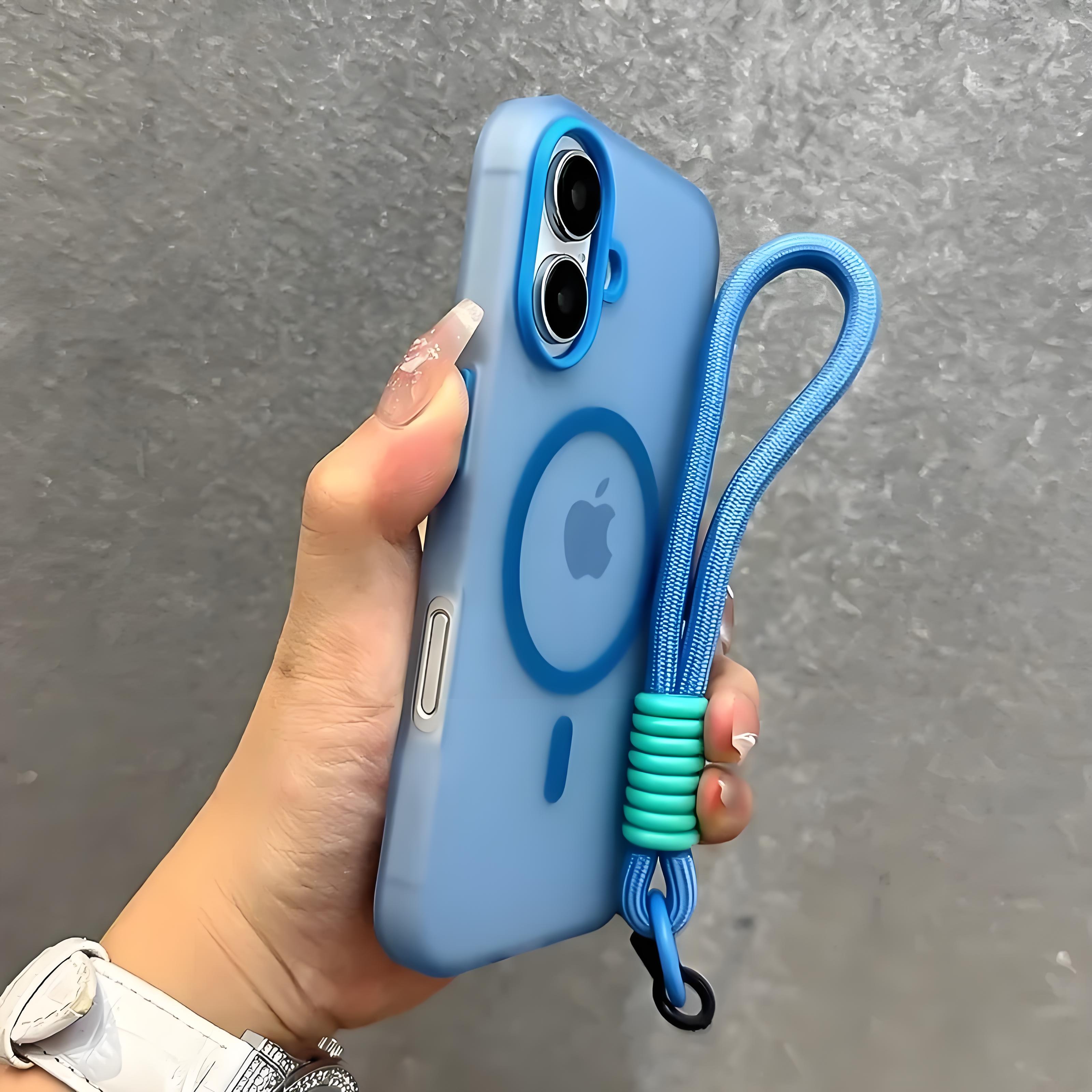 

Контрастный чехол-шнурок конфетного цвета с поддержкой Magsafe для iPhone 17 16 15 14 Plus 11 12 13 Pro Max 16e Ремешок на запястье Матовый мягкий чехол iPhone 13 Pro