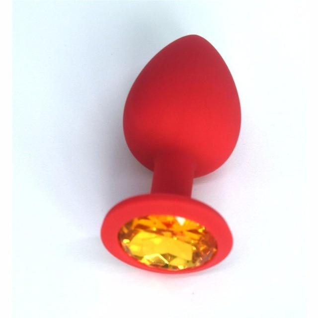Silicone Butt Plug with Crystal Jewelry Smooth Touch Anal Plug No Vibrator Anal Sex Toys for Adult