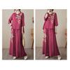 Damen 2-teilige Outfits 3/4 Ärmel Vintage Bestickte Hemden Weite Hosen Set Sommer Baumwolle Leinen Lässig Passendes Set