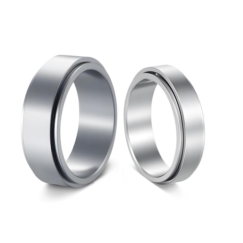 Stainless Steel Rotating Decompression Rings for Couples: Modern and Stylish