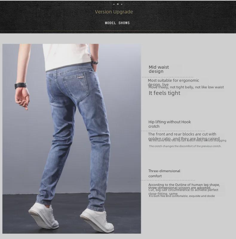 Jarní a podzimní trendy chlapecké slim fit bavlněné strečové džíny - Mládežnické korejské stylové rovné kalhoty