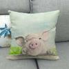 Retro Bemalte Schweine-Serie Muster Digitaldruck Kurzer Plüsch Kissenbezüge für Auto Sofa Büro Kissenbezug Heimtextilien