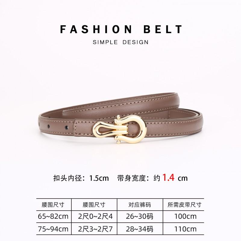 Womens Genuine Leather Thin Belt With Zinc Alloy Buckle Fashion Minimalist Waistband Dresses Pants Casual Office Wear