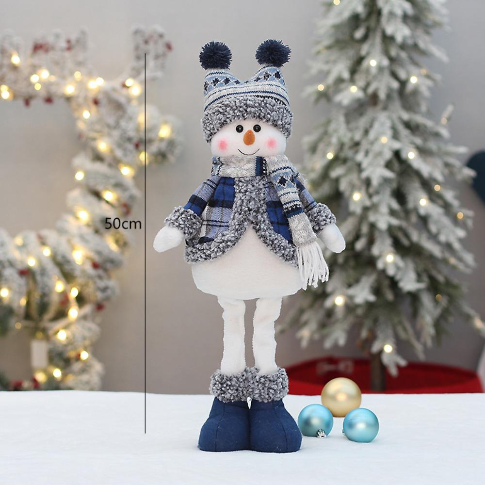 

Cute Cloth PP Cotton Snowman White Blue Soft Snowman 50cm Christmas Decor Dolls Gift