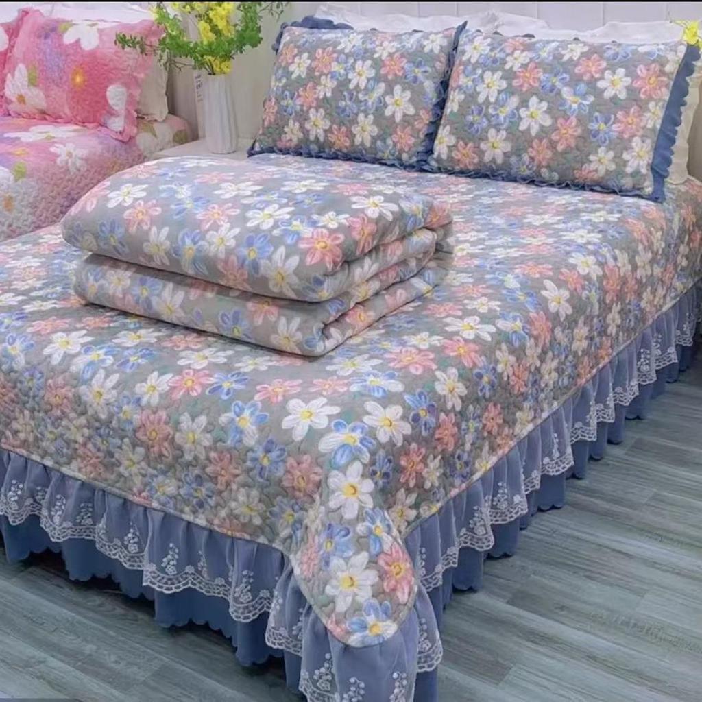 Plüsch Flanell Samt 4-teiliges Quilt-Set mit extra dickem Milchsamt und Korallenfleece