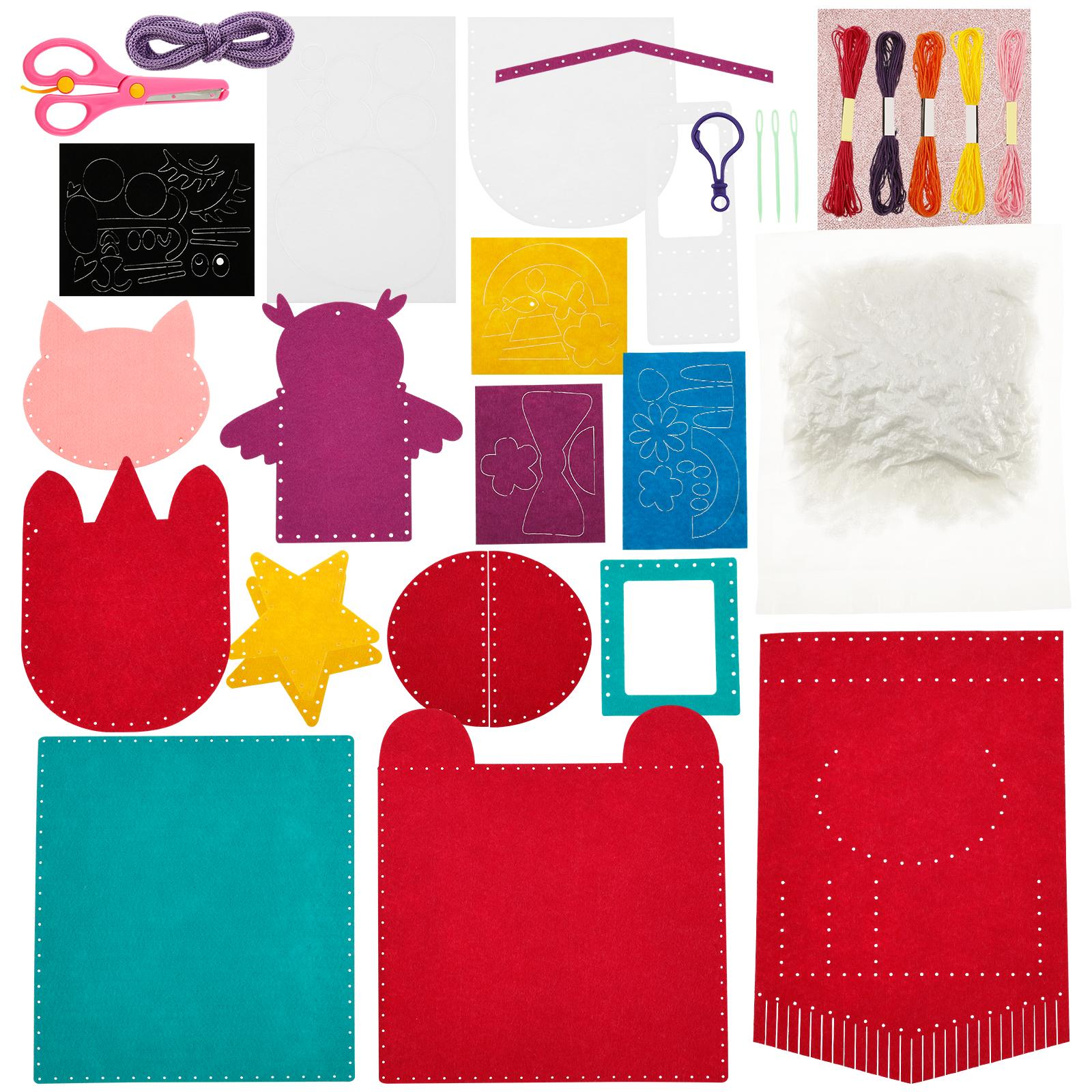

Sewing Craft Kit Complete Set with Fabric and Instruction DIY Felt Craft Sewing Kit for Children Aged 6 and Above Learn to Sew