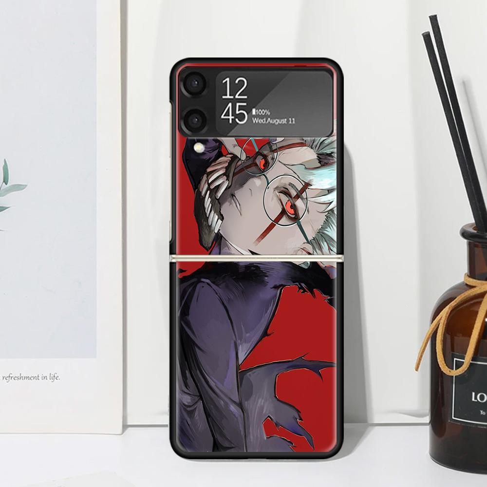 Anime D-Dandadans Okarun Phone Case Cover for Samsung Galaxy Z Flip 7 6 5 4 3 5G Flip3 Flip4 Flip5 ZFlip6 ZFlip7 Black Fundas Cl