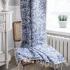 Imanqi Yun Blue Butterfly Jacquard Tassel Semi-Blackout Curtains for Kitchen or Bay Window