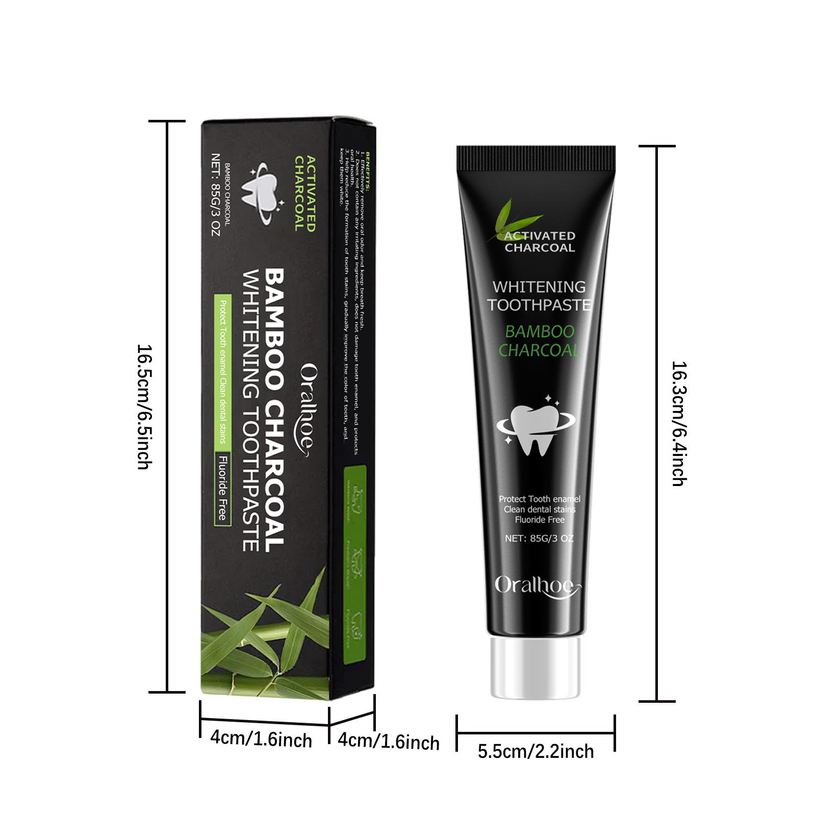 

Отбеливающая зубная паста Адсорбирует неприятный запах изо рта Удаляет желтизну зубов Сильная глубокая чистка Зубной налет Уход за полостью рта Зубная паста с бамбуковым углем 85g