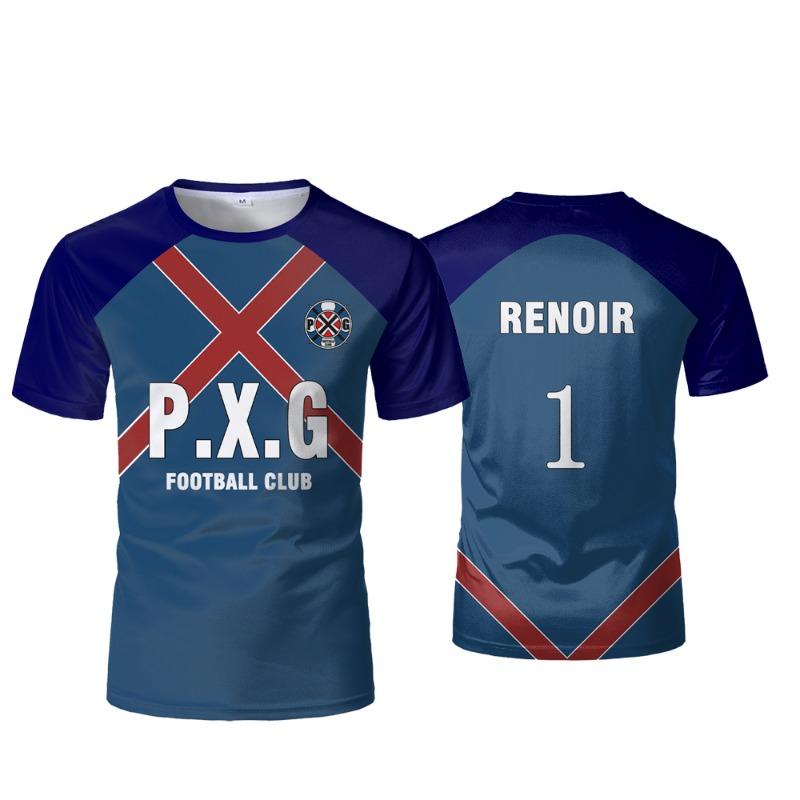 PXG Blue Lock Japanisches Anime-Trikot, Fußballuniform Nr. 9 Rin Shidou, Cosplay-T-Shirts, Freizeit-Sportoberteile für Herren und Damen