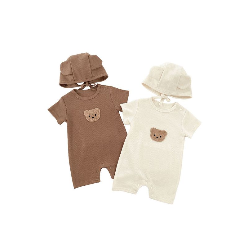 British Lmkl Baby Jumpsuit Summer Thin Bear-Themed Baby Clothes Infant Short-Sleeved One-Piece Romper