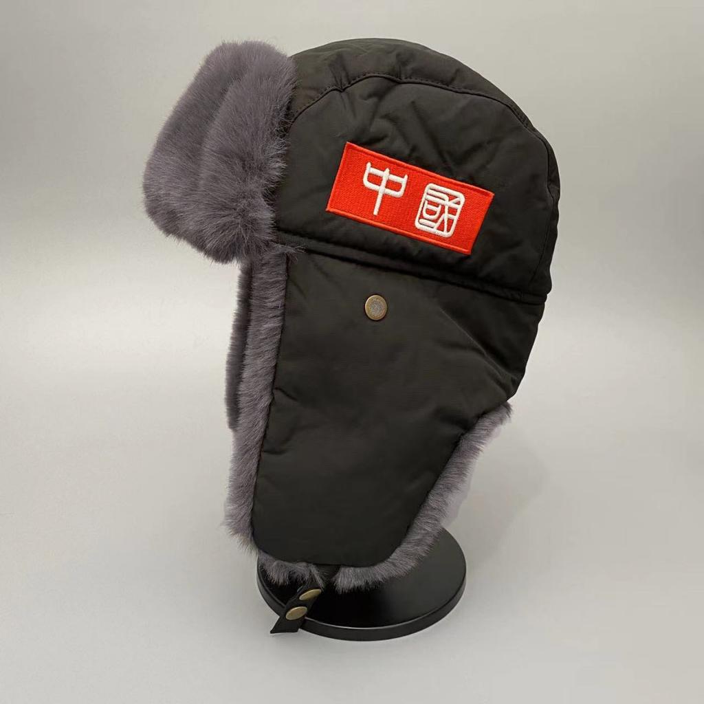 Lei Feng hat thickened men's winter velvet thermal ear protection hat Northeast outdoor cycling ski hat women's big head circumference hat
